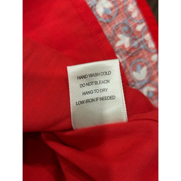 Skies are Blue Red Blue Boho Floral Print Dress Bell Sleeves Size Large - Picture 9 of 10